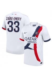 Paris Saint-Germain Warren Zaire-Emery #33 Jalkapallovaatteet Vieraspaita 2024-25 Lyhythihainen